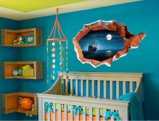 Decal hiệu ứng 3D tàu dưới trăng